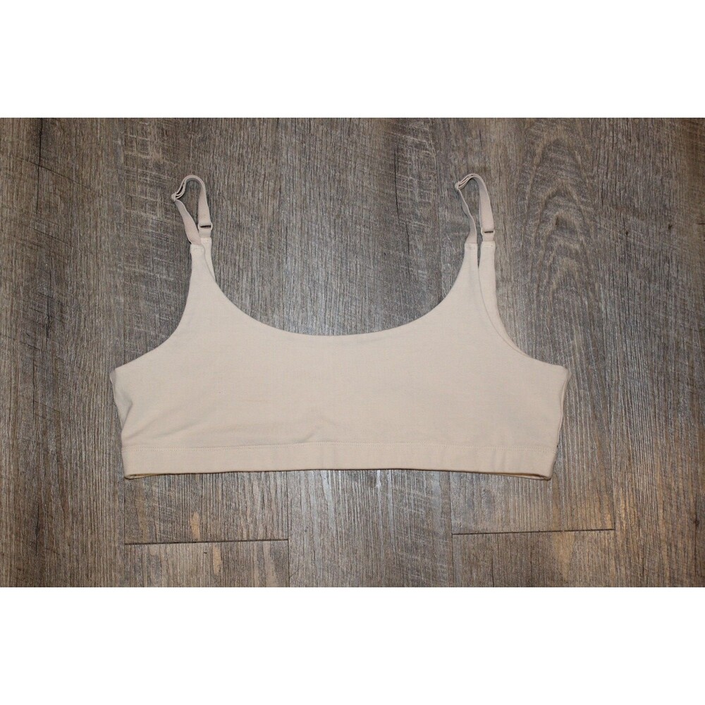 Mate the Label Women's Organic Stretch Scoop Sports Bra BONE M NEW - Picture 3 of 5
